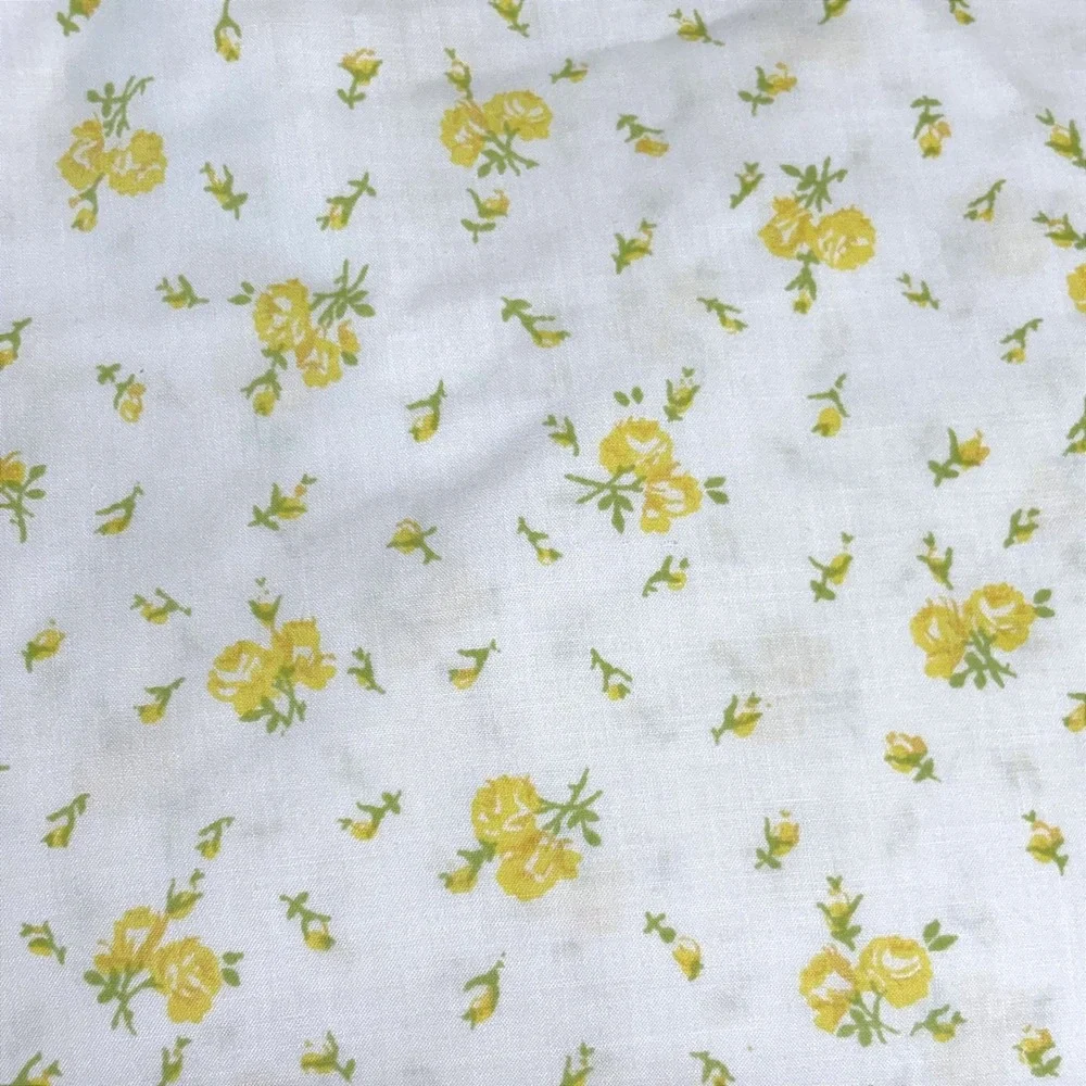 Vintage JCPenney Twin Flat Sheet & Pillowcase Yellow Floral Lace Percale Set